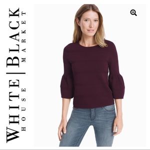 WHITE HOUSE BLACK MARKET DRAMA SLEEVE PONTELLE SWEATER MEDIUM